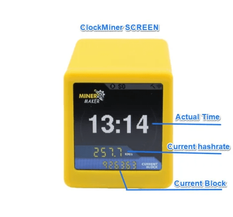 MINER MAKER USB Bitcoin Solo Miner — 1W Low Power ESP32 WiFi with 1.54" Desktop Clock Display - Authority Asset Brand