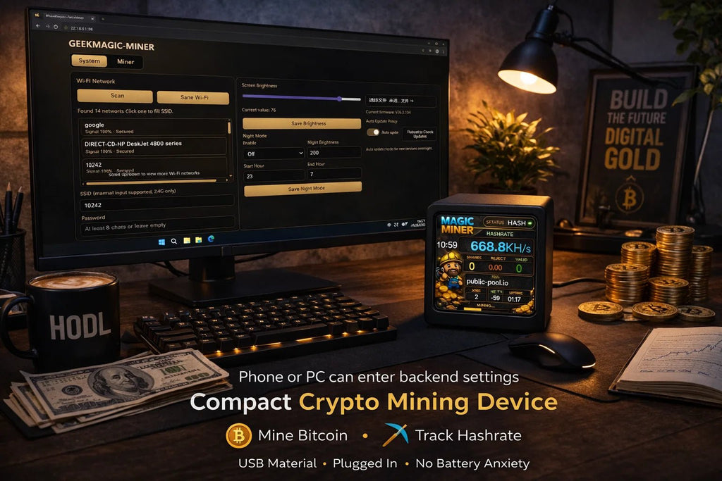 Mini High-Speed Bitcoin Solo Miner — WiFi USB-Powered Real-Time Hashrate Display - Authority Asset Brand