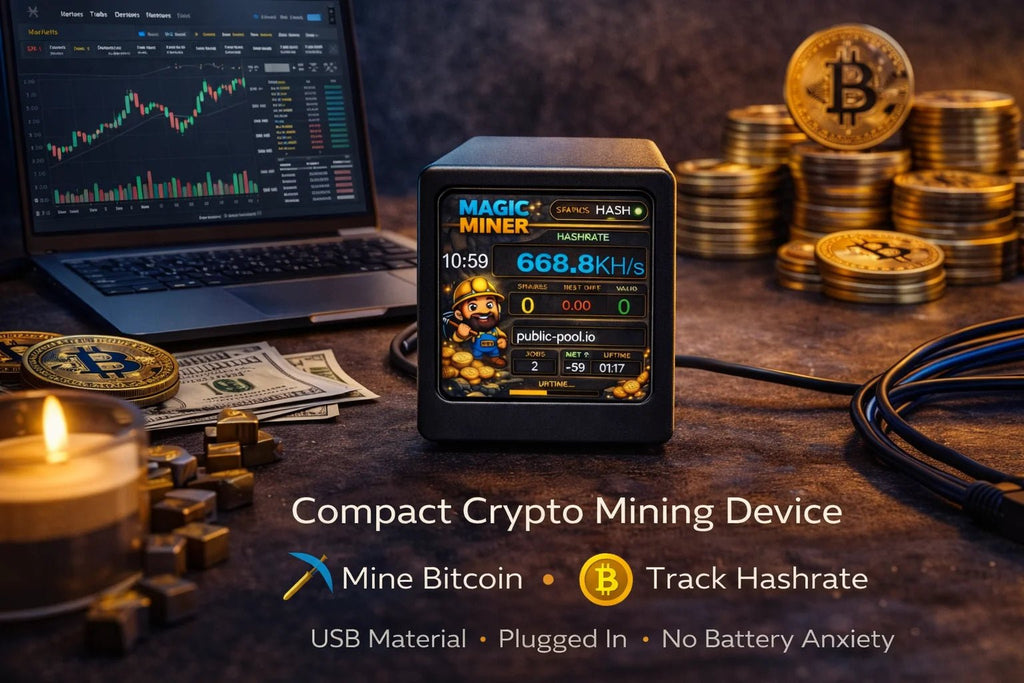 Mini High-Speed Bitcoin Solo Miner — WiFi USB-Powered Real-Time Hashrate Display - Authority Asset Brand