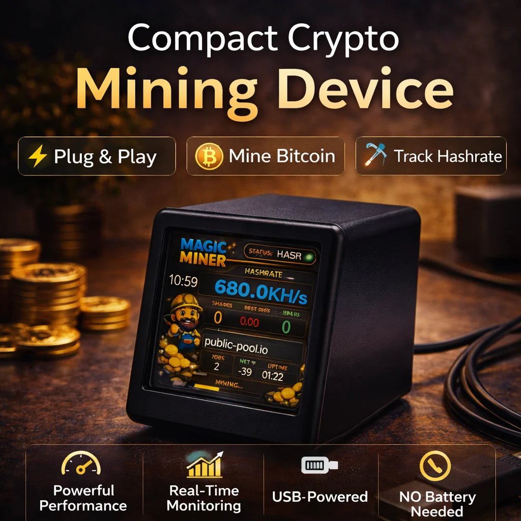 Mini High-Speed Bitcoin Solo Miner — WiFi USB-Powered Real-Time Hashrate Display - Authority Asset Brand
