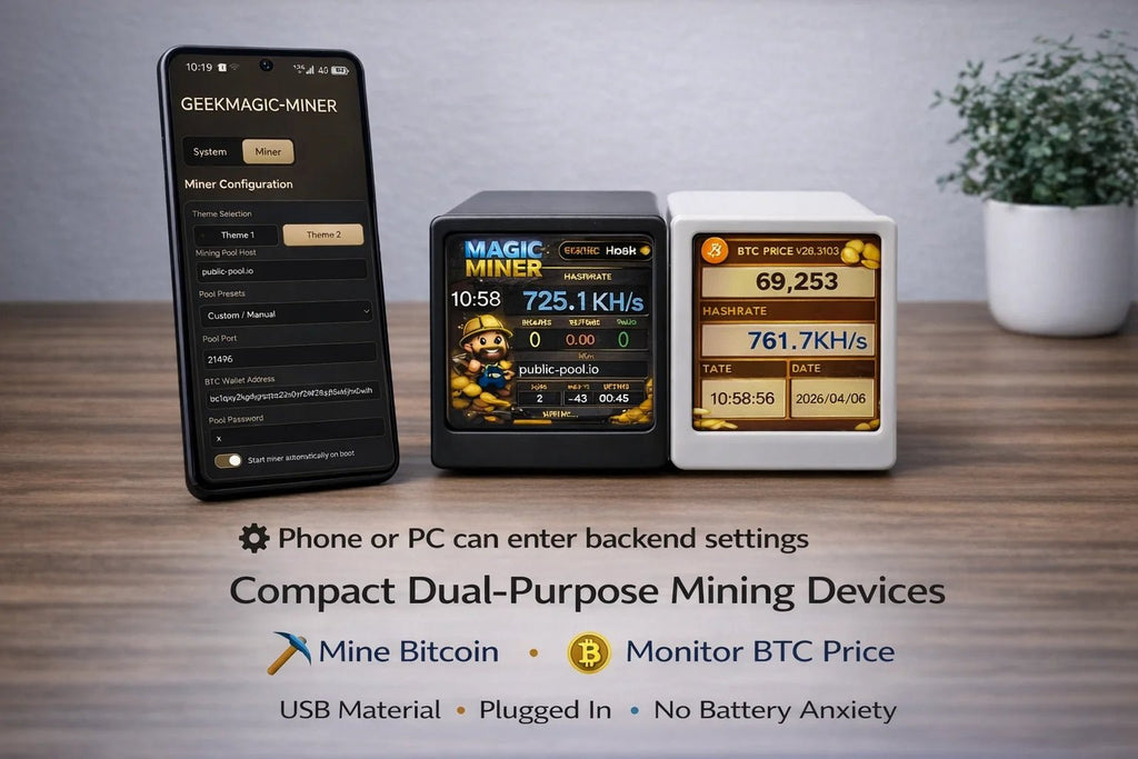 Mini High-Speed Bitcoin Solo Miner — WiFi USB-Powered Real-Time Hashrate Display - Authority Asset Brand
