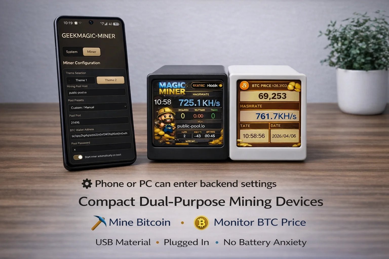 Mini High-Speed Bitcoin Solo Miner — WiFi USB-Powered Real-Time Hashrate Display - Authority Asset Brand