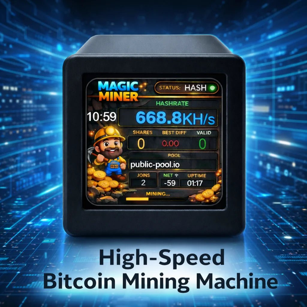 Mini High-Speed Bitcoin Solo Miner — WiFi USB-Powered Real-Time Hashrate Display - Authority Asset Brand