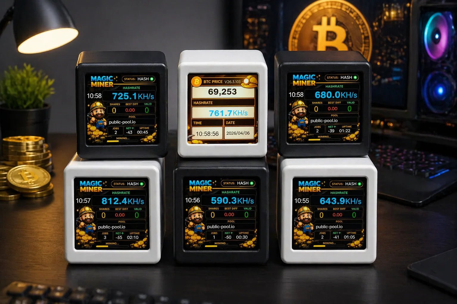 Mini High-Speed Bitcoin Solo Miner — WiFi USB-Powered Real-Time Hashrate Display - Authority Asset Brand