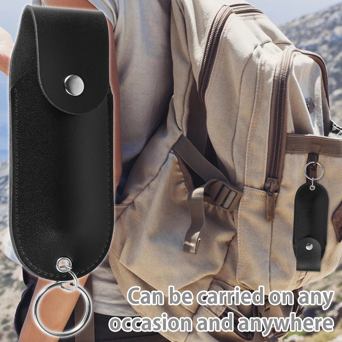 Mini PU Leather Pepper Spray Pouch — Flip-Top Holder with Keychain Clip for Women's Self Defense - Authority Asset Brand