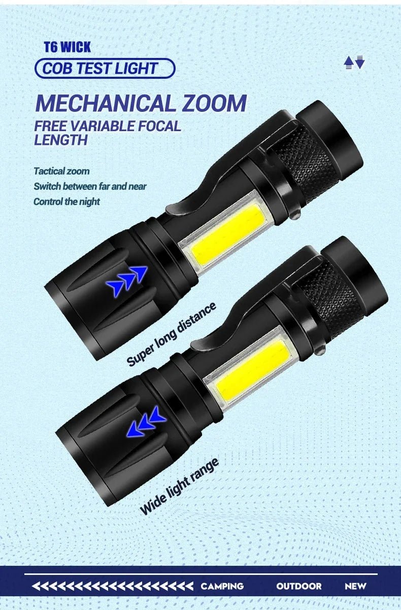 Mini Torch LED Rechargeable Flashlight — High Power USB Charging Waterproof Camping Lantern - Authority Asset Brand