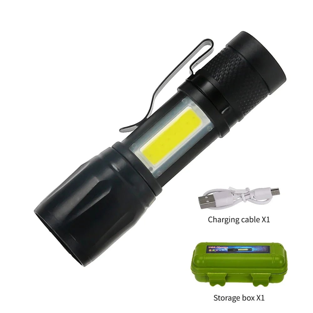 Mini Torch LED Rechargeable Flashlight — High Power USB Charging Waterproof Camping Lantern - Authority Asset Brand