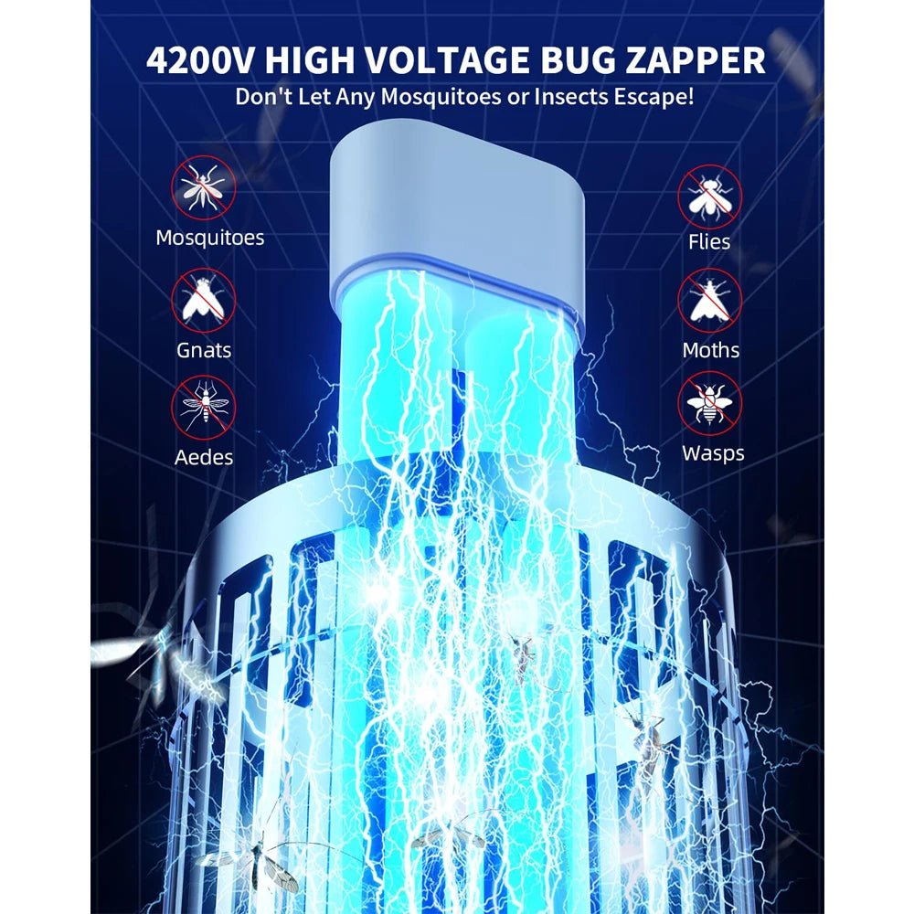 Minimoon Outdoor Bug Zapper — 15W UV, 4200V Grid, Dual LED Light, IPX4 Waterproof, 2100 Sq.Ft Coverage - Authority Asset Brand