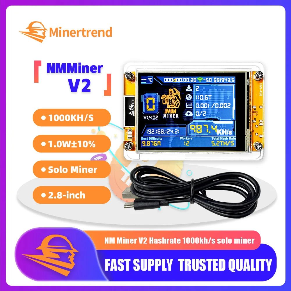 NerdMiner V2 Bitcoin Solo Lottery Miner — 1000KH/s Multi-Coin LCD Display (BTC/BCH/DGB) - Authority Asset Brand