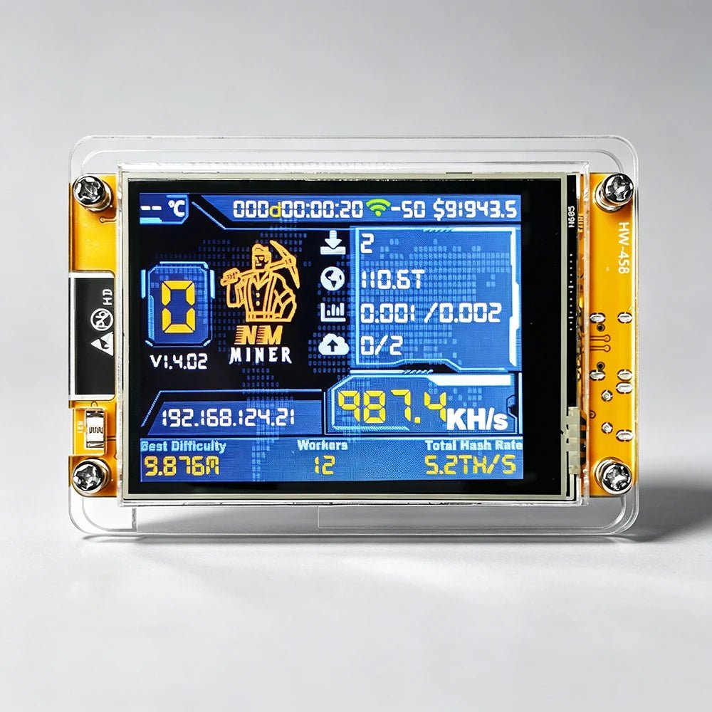 NerdMiner V2 Bitcoin Solo Lottery Miner — 1000KH/s Multi-Coin LCD Display (BTC/BCH/DGB) - Authority Asset Brand