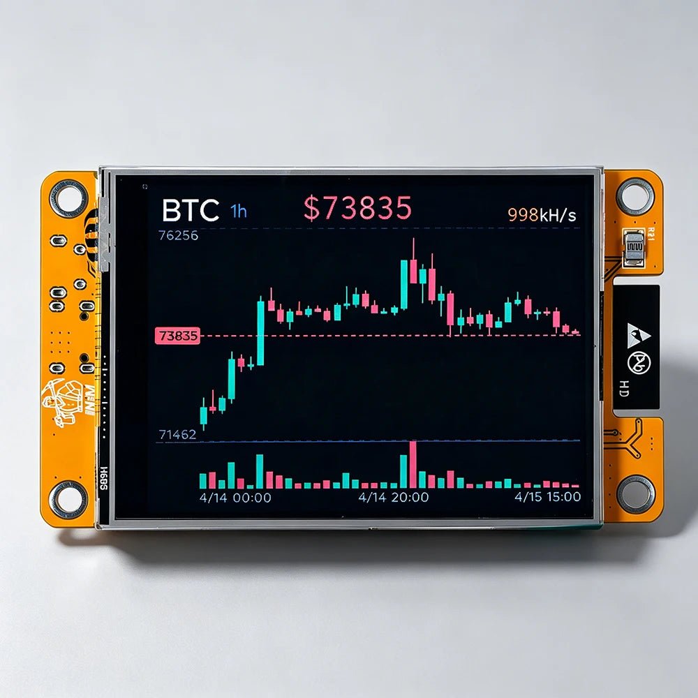 NerdMiner V2 Bitcoin Solo Lottery Miner — 1000KH/s Multi-Coin LCD Display (BTC/BCH/DGB) - Authority Asset Brand
