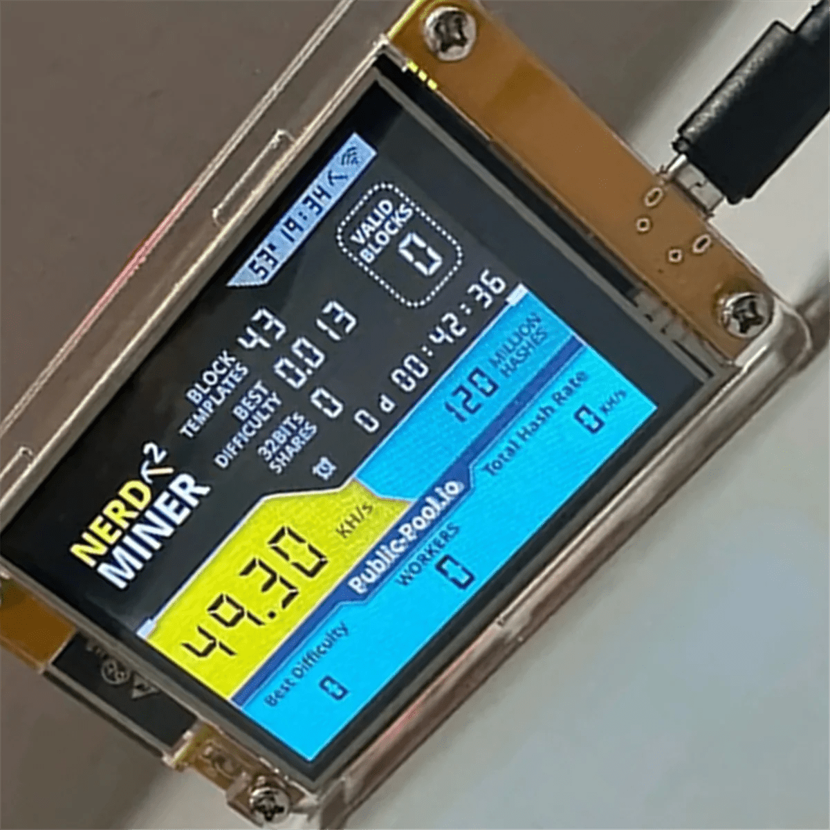 NerdMiner V3 Bitcoin Solo Lottery Miner — 2.8" Display BTC Crypto Mining Machine - Authority Asset Brand