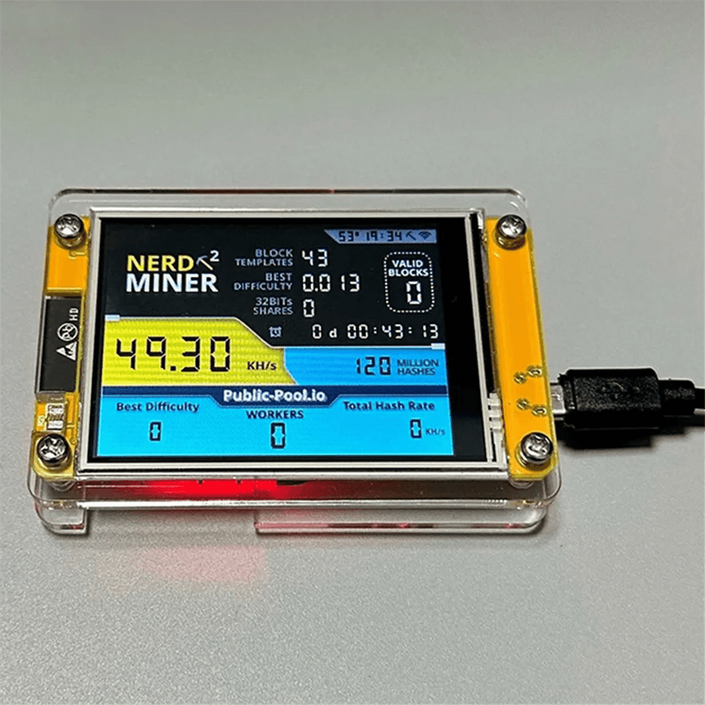 NerdMiner V3 Bitcoin Solo Lottery Miner — 2.8" Display BTC Crypto Mining Machine - Authority Asset Brand
