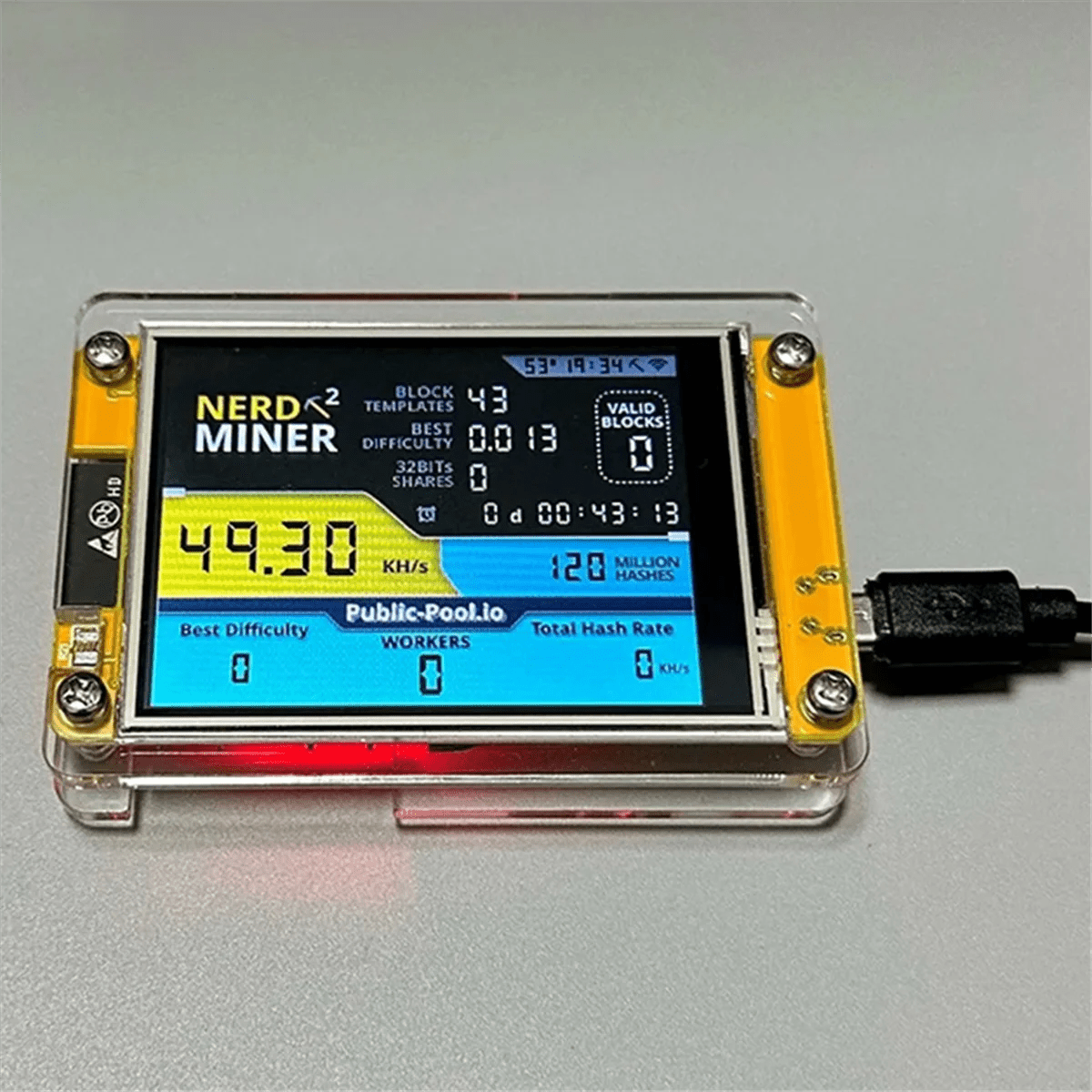 NerdMiner V3 Bitcoin Solo Lottery Miner — 2.8" Display BTC Crypto Mining Machine - Authority Asset Brand
