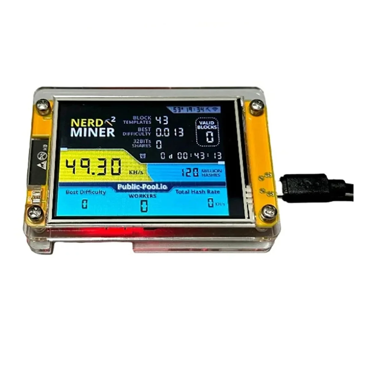 NerdMiner V3 Bitcoin Solo Lottery Miner — 2.8" Display BTC Crypto Mining Machine - Authority Asset Brand