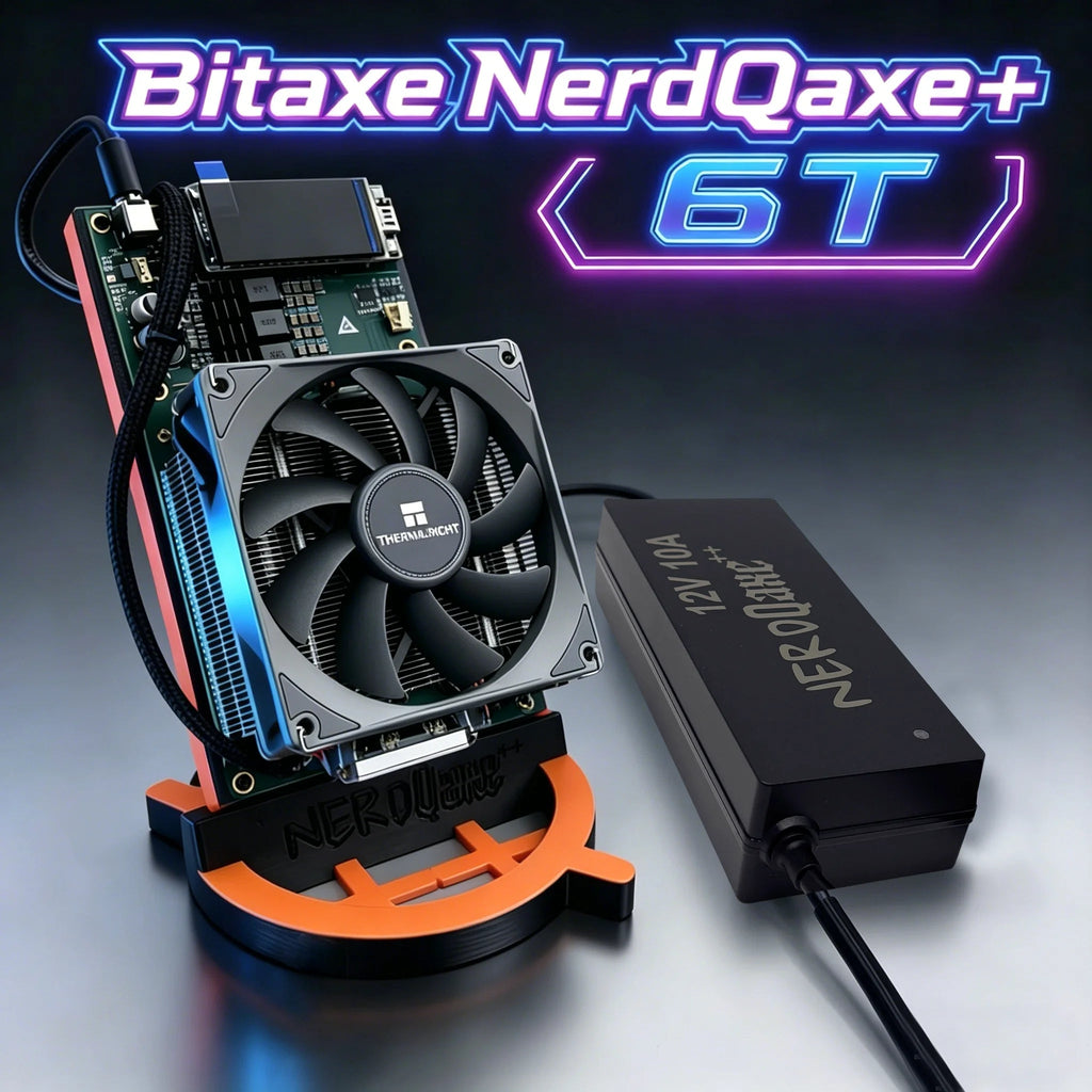 Nerdqaxe++ Rev6.1 Bitcoin Miner — 6TH/s 4×BM1370 ASIC Open Source with Power Supply - Authority Asset Brand
