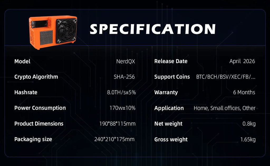 NerdQX Bitcoin Solo Miner — 8TH/s BM1370 Open Source Mini ASIC Personal Blockchain Miner - Authority Asset Brand