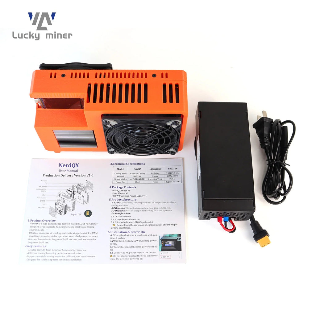 NerdQX Bitcoin Solo Miner — 8TH/s BM1370 Open Source Mini ASIC Personal Blockchain Miner - Authority Asset Brand