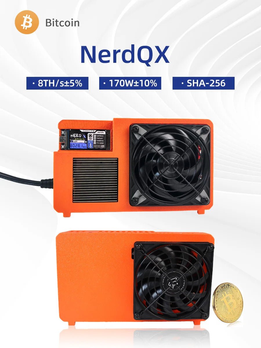 NerdQX Bitcoin Solo Miner — 8TH/s BM1370 Open Source Mini ASIC Personal Blockchain Miner - Authority Asset Brand