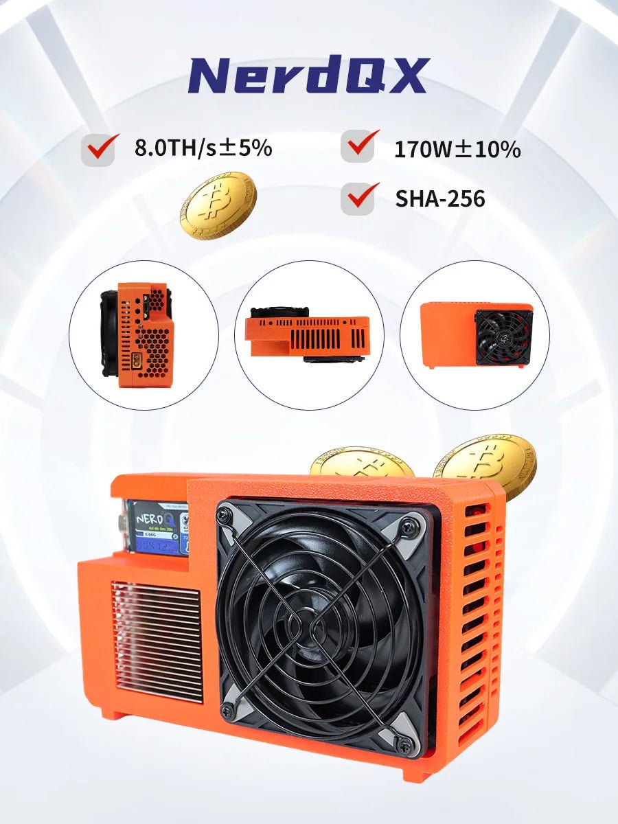 NerdQX Bitcoin Solo Miner — 8TH/s BM1370 Open Source Mini ASIC Personal Blockchain Miner - Authority Asset Brand