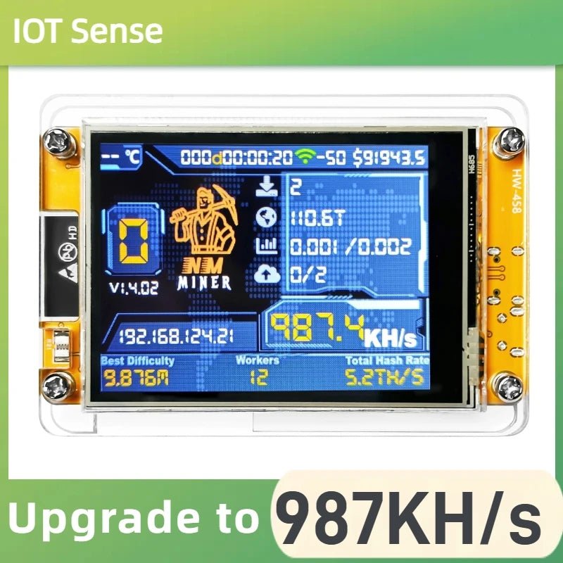NMMiner Bitcoin Solo Lottery Miner — 987KH/s ESP32 with 2.8" Display - Authority Asset Brand