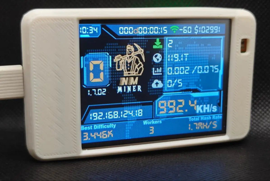 NMMiner NerdMiner CYD Bitcoin Solo Lottery Miner — 980KH/s ESP32 2.8" Cheap Yellow Display - Authority Asset Brand