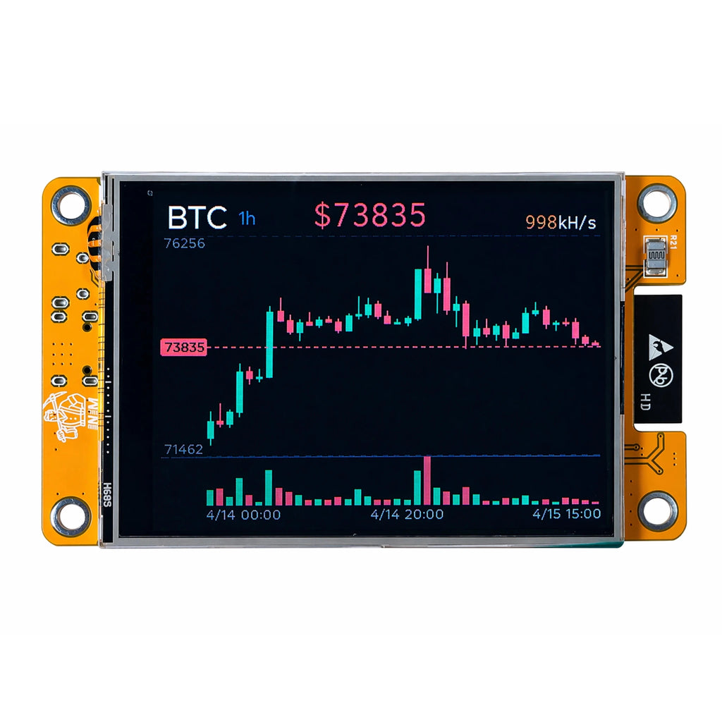 NMMiner NerdMiner CYD Bitcoin Solo Lottery Miner — 980KH/s ESP32 2.8" Cheap Yellow Display - Authority Asset Brand