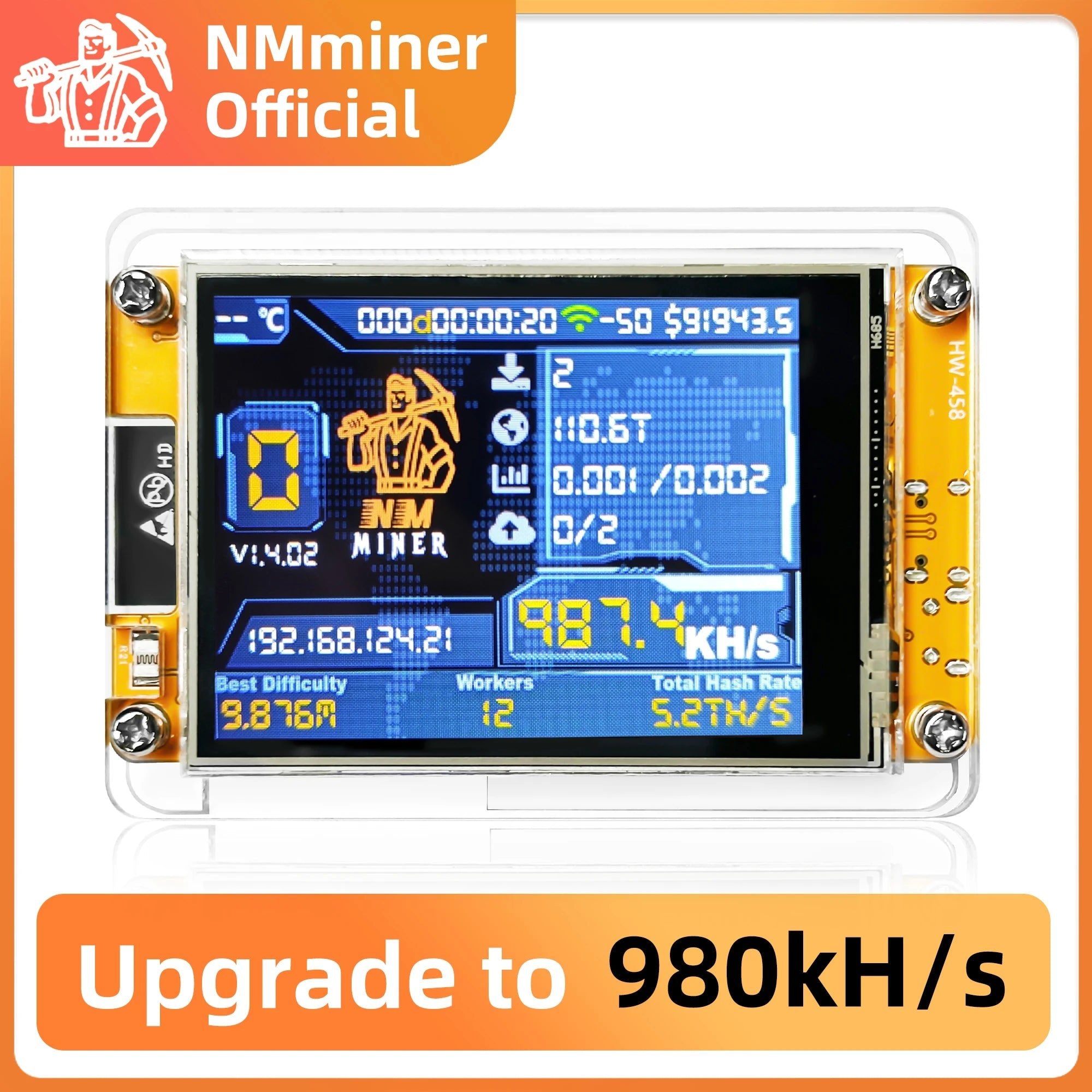NMMiner NerdMiner CYD Bitcoin Solo Lottery Miner — 980KH/s ESP32 2.8" Cheap Yellow Display - Authority Asset Brand