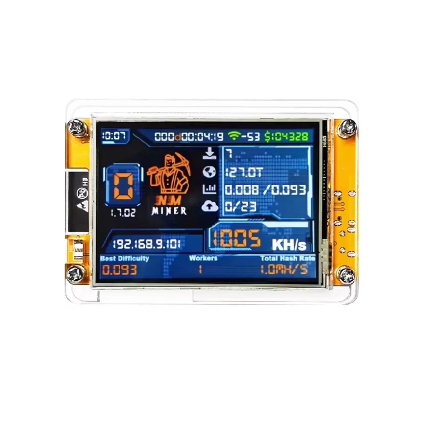 NMMiner NerdMiner V2 Bitcoin Solo Lottery Miner — 1010KH/s High-Performance ESP32 with Display - Authority Asset Brand
