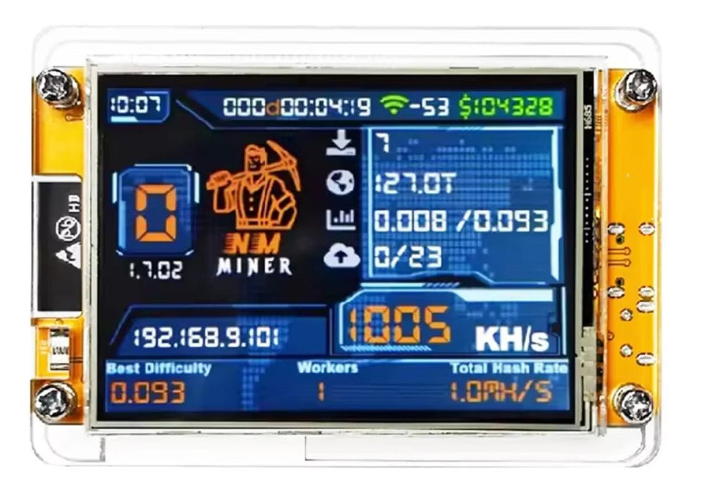 NMMiner NerdMiner V2 Bitcoin Solo Lottery Miner — 1010KH/s High-Performance ESP32 with Display - Authority Asset Brand