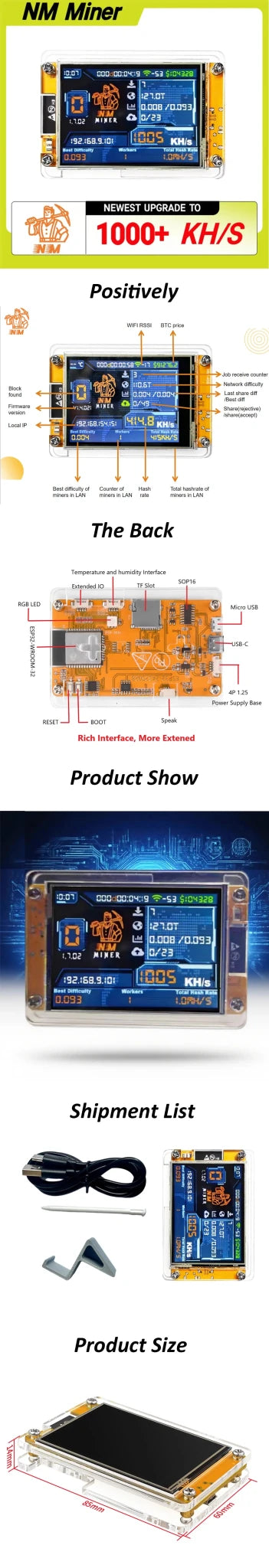 NMMiner NerdMiner V2 Bitcoin Solo Lottery Miner — 1010KH/s High-Performance ESP32 with Display - Authority Asset Brand