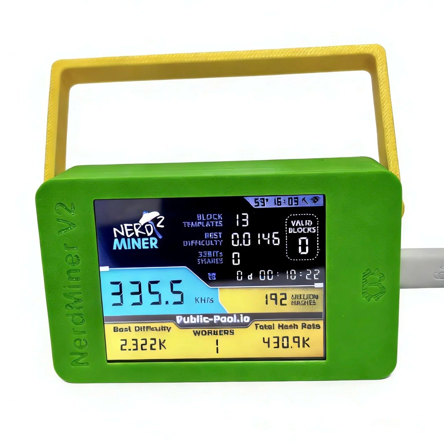 NMMiner NerdMiner V2 Bitcoin Solo Lottery Miner — 350KH/s with 2.8" Display & Stand - Authority Asset Brand