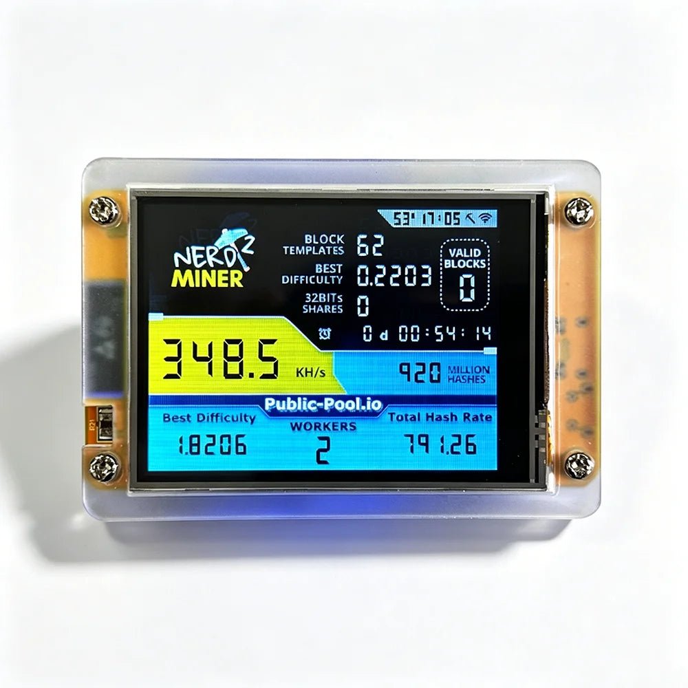 NMMiner NerdMiner V3 Bitcoin Solo Lottery Miner — 350KH/s or 1000KH/s with 2.8" Display - Authority Asset Brand