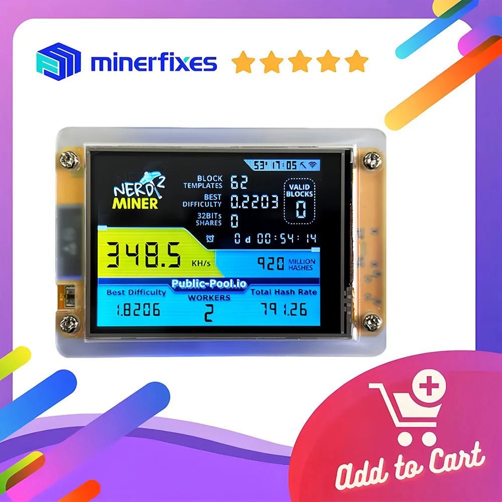 NMMiner NerdMiner V3 Bitcoin Solo Lottery Miner — 350KH/s or 1000KH/s with 2.8" Display - Authority Asset Brand