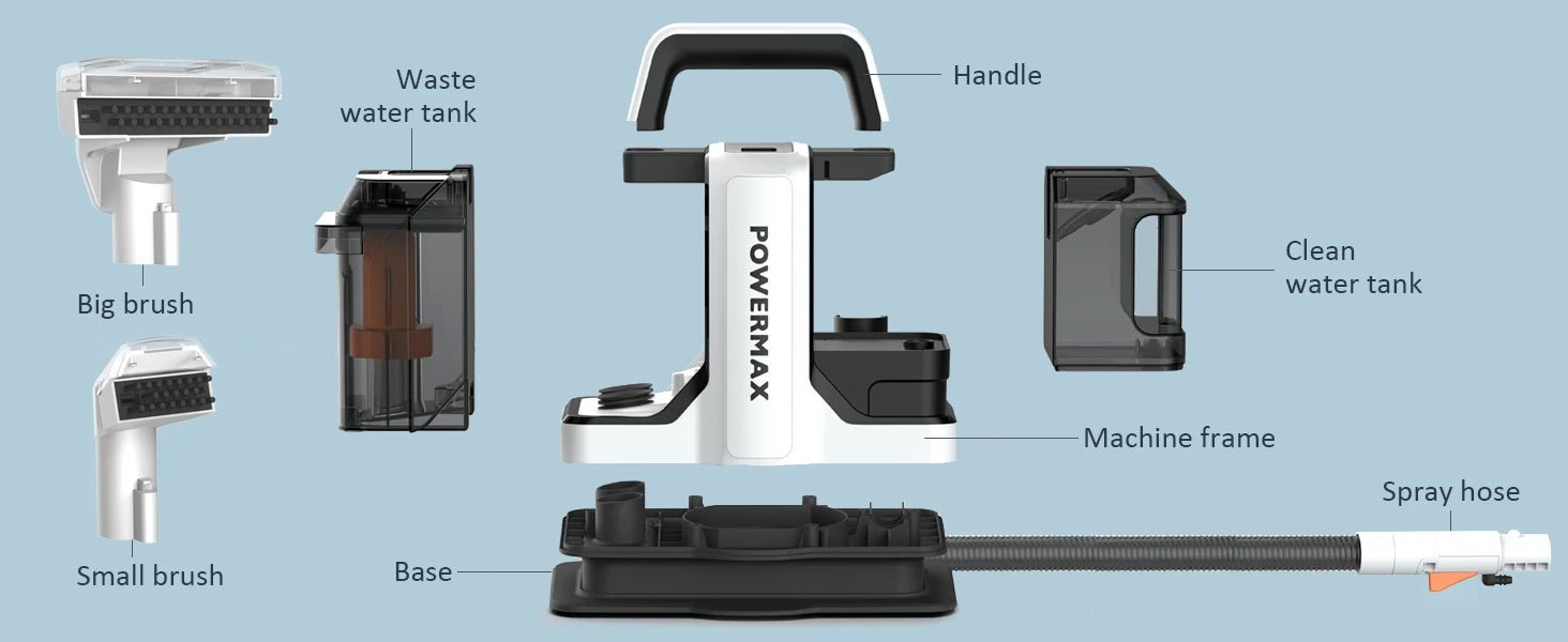 OMESER W05 Handheld Carpet & Upholstery Cleaner — 750W 15Kpa Spot Clean Machine for Carpet, Sofa & Car - Authority Asset Brand