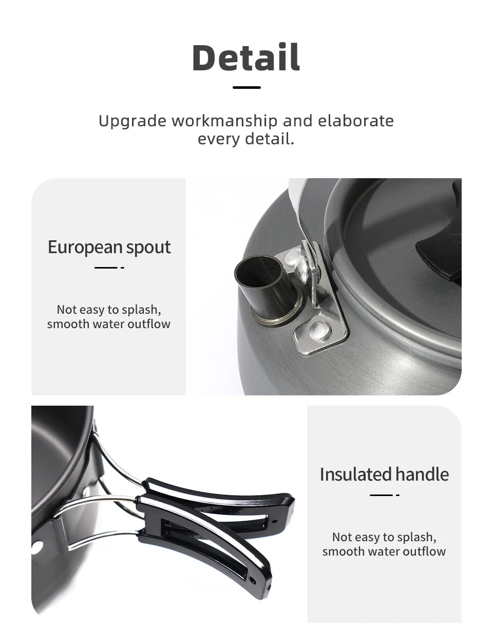 PACOONE Camping Cookware Set — Portable Outdoor Pot, Pan, Kettle & Tableware Kit - Authority Asset Brand