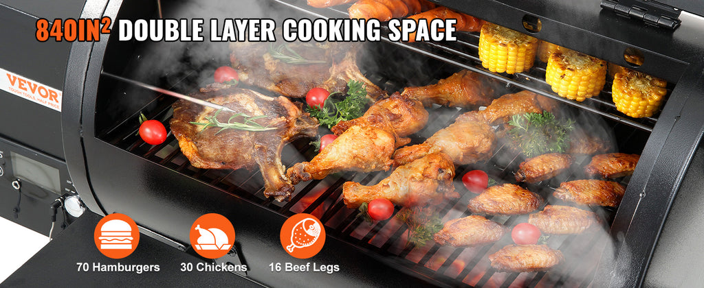 SucceBuy Portable Charcoal & Propane Smoker Grill | 840 Sq. In., Cover & Cart, PID Temp Control 175–500°F, CE Certified