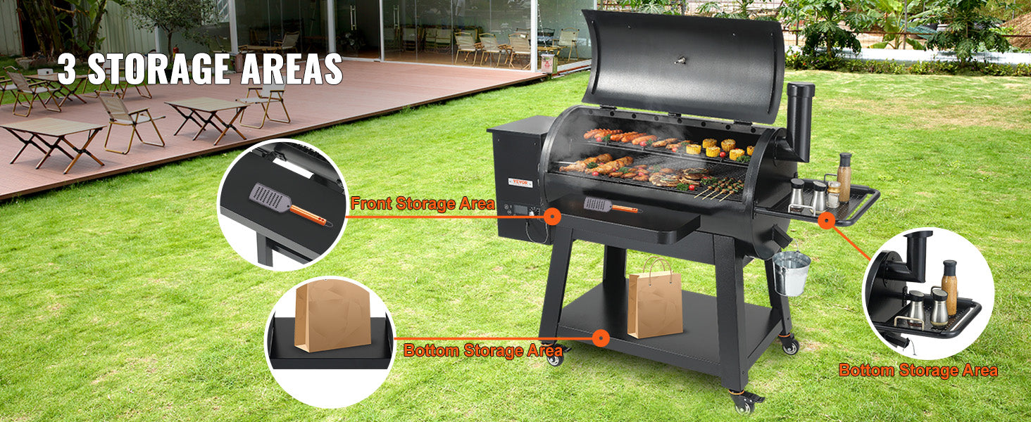 SucceBuy Portable Charcoal & Propane Smoker Grill | 840 Sq. In., Cover & Cart, PID Temp Control 175–500°F, CE Certified