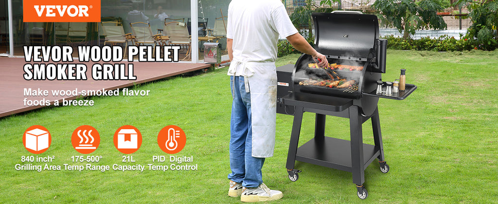 SucceBuy Portable Charcoal & Propane Smoker Grill | 840 Sq. In., Cover & Cart, PID Temp Control 175–500°F, CE Certified