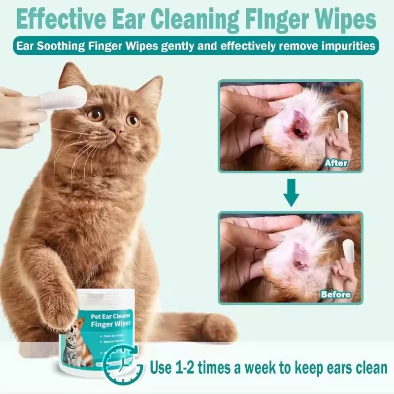 Pet Ear Cleaning Wipes — Disposable Finger Cover Ear Care for Dogs & Cats - Authority Asset Brand