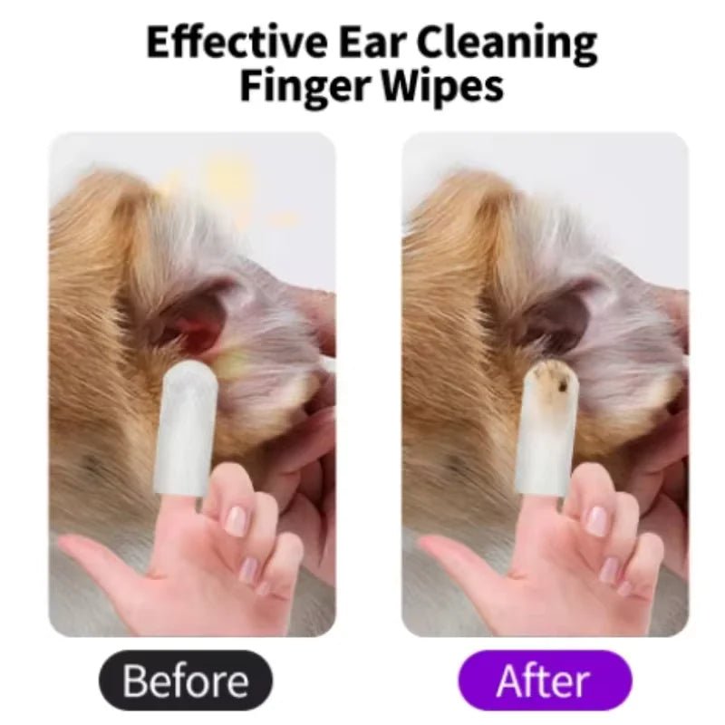Pet Ear Cleaning Wipes — Disposable Finger Cover Ear Care for Dogs & Cats - Authority Asset Brand