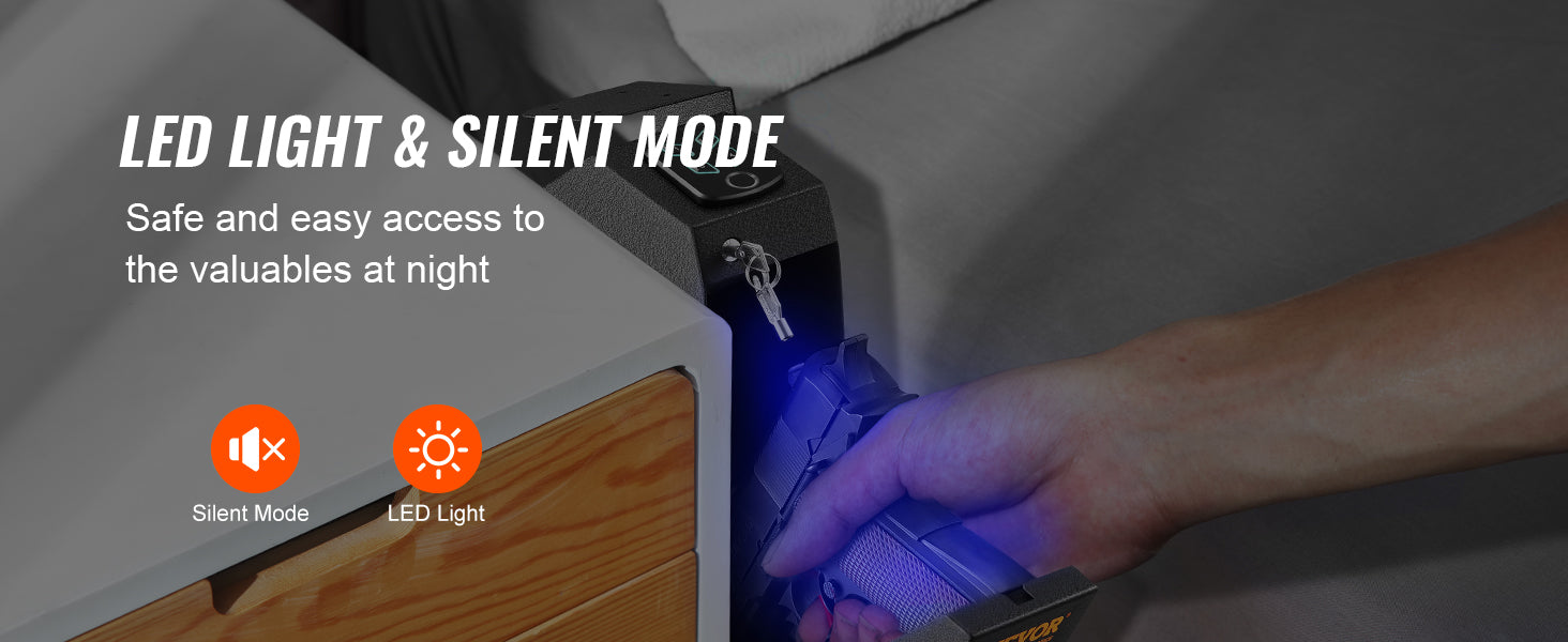 SucceBuy Pistol Safe — Q235 Steel, 3-Way Quick Access, Biometric Fingerprint, LED, Silent Mode