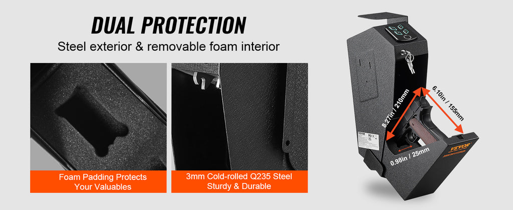 SucceBuy Pistol Safe — Q235 Steel, 3-Way Quick Access, Biometric Fingerprint, LED, Silent Mode