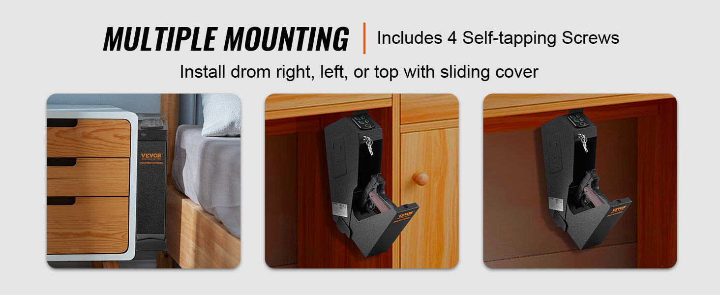 SucceBuy Pistol Safe — Q235 Steel, 3-Way Quick Access, Biometric Fingerprint, LED, Silent Mode