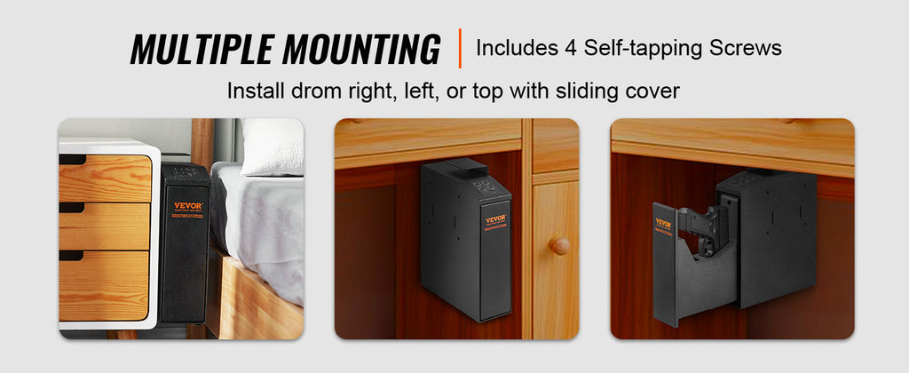 SucceBuy Pistol Safe — Q235 Steel, 3-Way Quick Access, Biometric Fingerprint, LED, Silent Mode