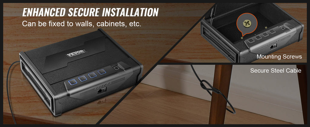 SucceBuy Pistol Safe — Q235 Steel, 3-Way Quick Access, Biometric Fingerprint, LED, Silent Mode