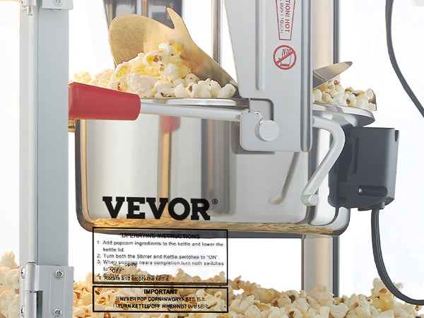Commercial Electric Popcorn Maker 8/12oz — Automatic Popper with SUS304 Heating Tube