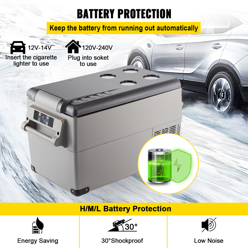 SucceBuy Portable Car Refrigerator & Freezer – 20L-55L, 12V/24V Compressor Cooler for Camping & Travel