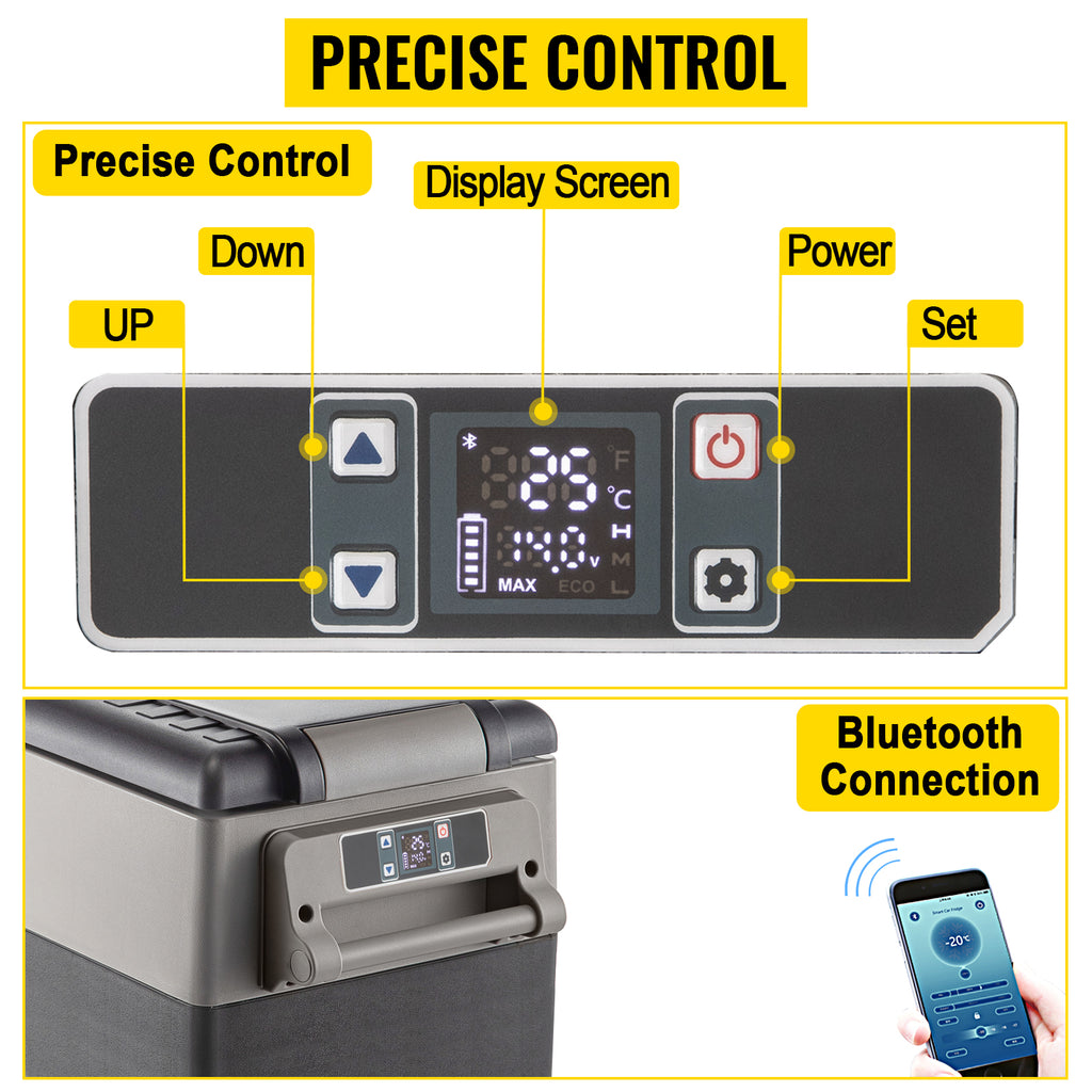 SucceBuy Portable Car Refrigerator & Freezer – 20L-55L, 12V/24V Compressor Cooler for Camping & Travel