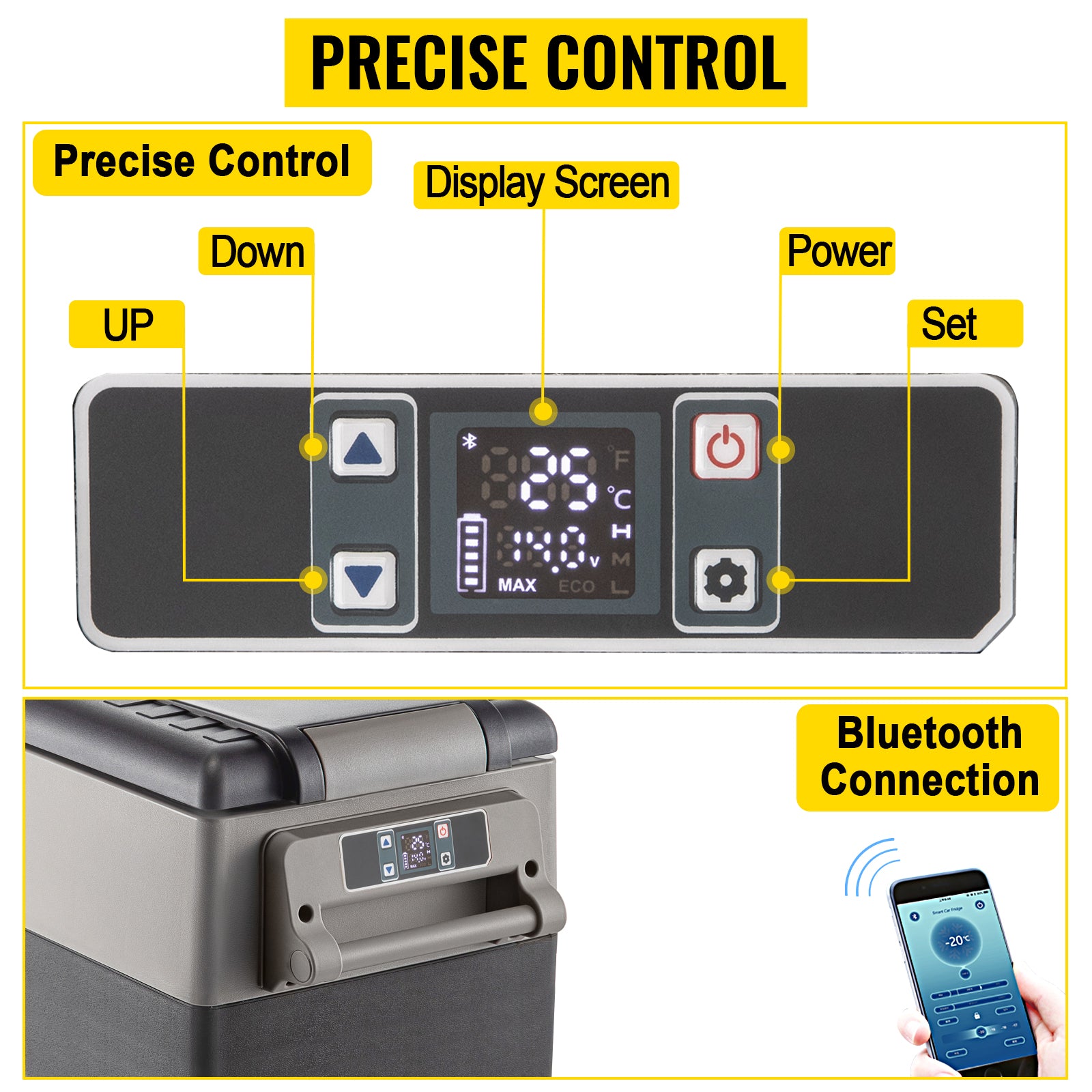 SucceBuy Portable Car Refrigerator & Freezer – 20L-55L, 12V/24V Compressor Cooler for Camping & Travel
